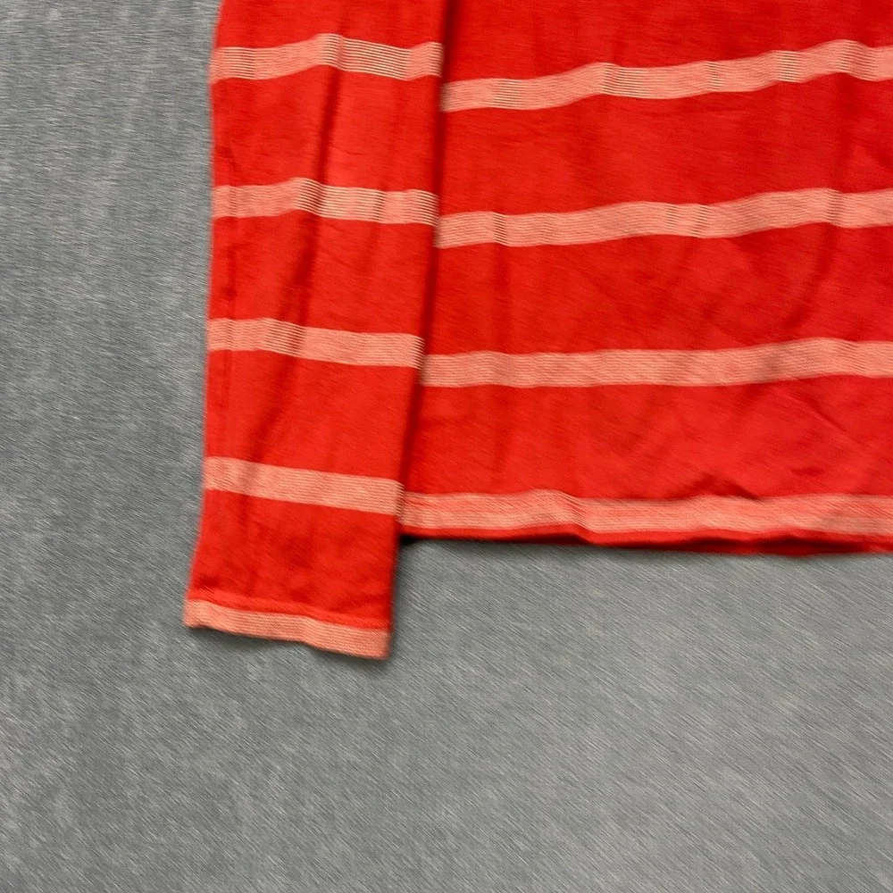 Banana Republic Sweater Mens Medium Red Gray Striped Cotton Crewneck Long Sleeve